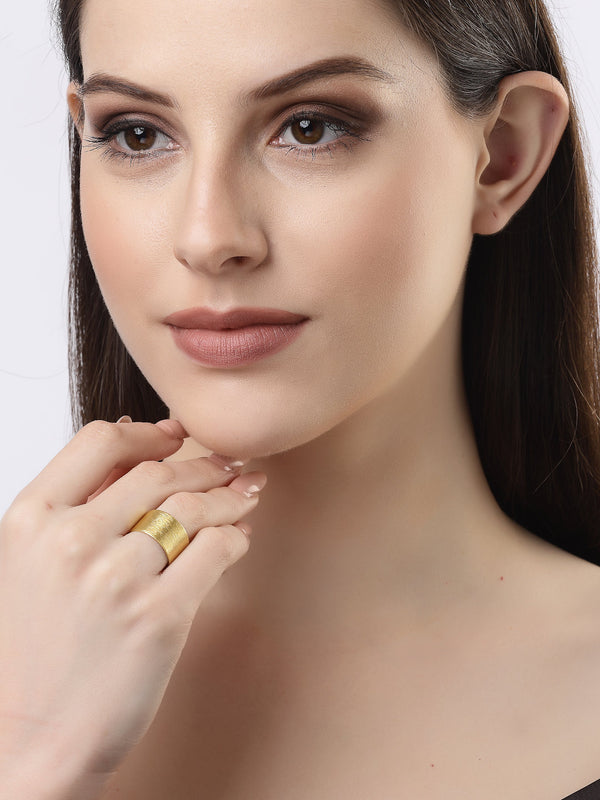 Women Gold-plated Solid Adjustable Finger Ring | WomensFashionFun.com