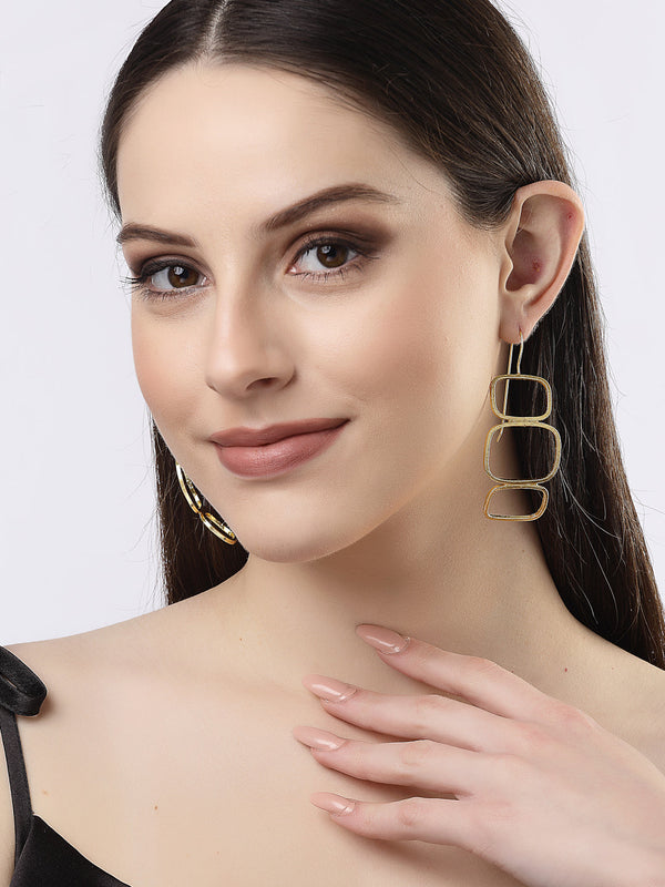 Women Gold-plated Contemporary Fish Hook Drop Earrings | WomensFashionFun.com