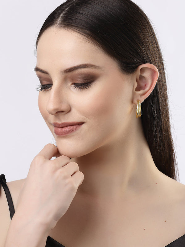 Women Gold-plated Alloy Circular-Shaped Half Hoop Earrings | WomensFashionFun.com
