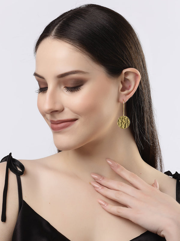 Women Gold-plated Fish Hook Circle Drop Earrings | WomensFashionFun.com