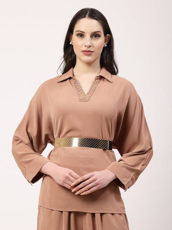 Women circular gold plated adjustable broad belt | womensfashionfun