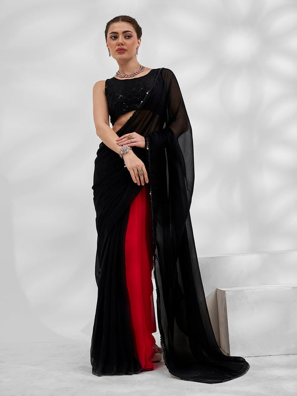 Women Party Wear Georgette Saree with Un Stitched Blouse | womensfashionfun