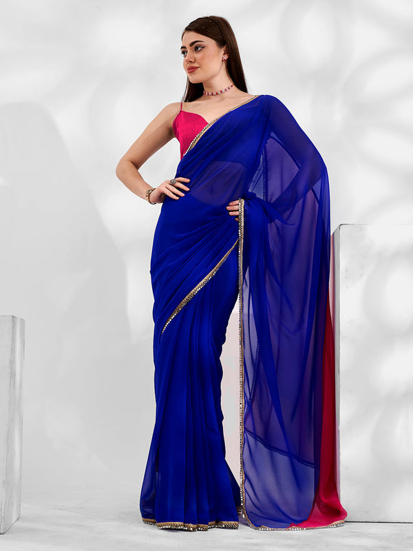 Women Party Wear Georgette Saree with Un Stitched Blouse | womensfashionfun
