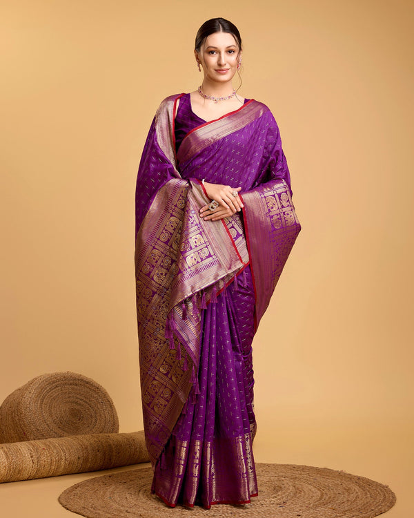 Women Party Wear Premium Banarasi Silk Saree with Un Stitched Blouse | WomensFashionFun.com