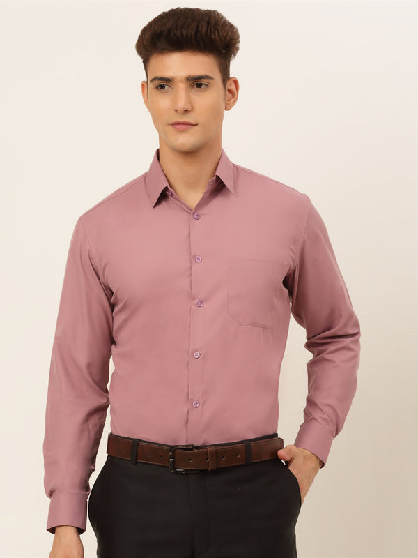 Men's Magenta Pink Formal Solid Shirts | womensfashionfun
