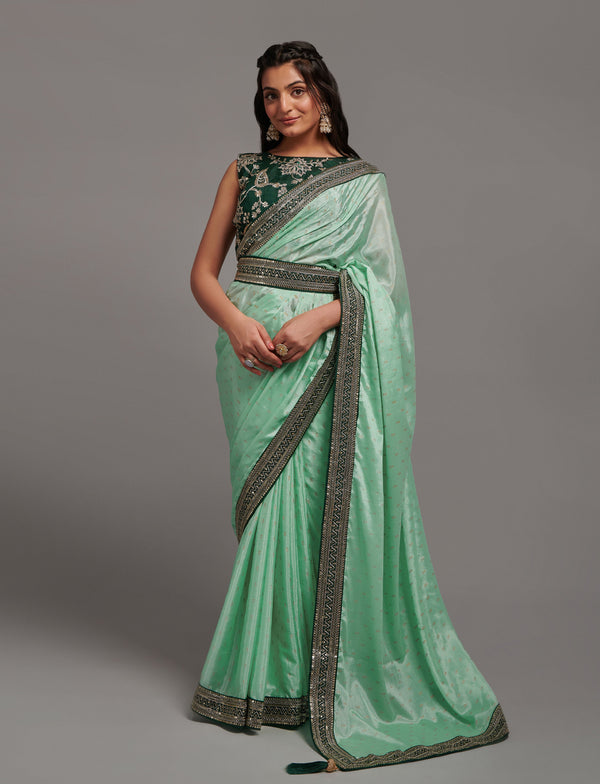 Women Party Wear Premium Chinon Silk Saree with Un Stitched Blouse | womensfashionfun