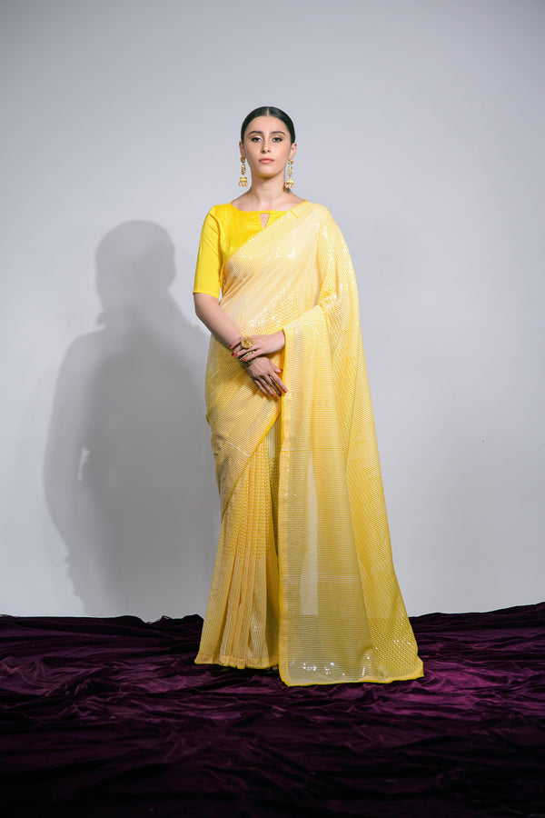 Women Party Wear Sequence Worked Saree with Un Stitched Blouse | WomensFashionFun.com