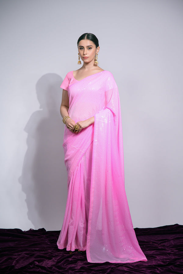 Women Party Wear Sequence Worked Saree with Un Stitched Blouse | WomensFashionFun.com