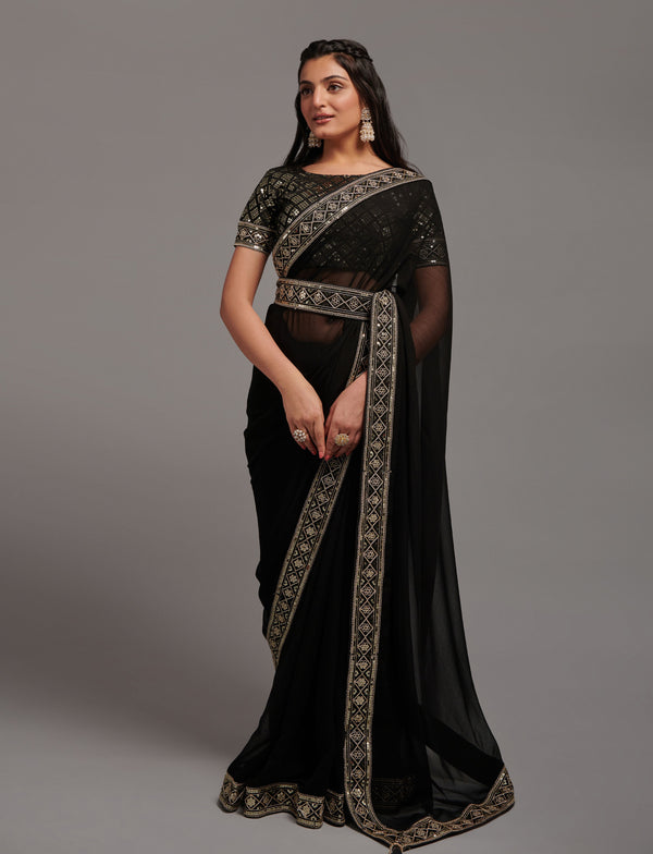 Women Party Wear Premium Chinon Silk Saree with Un Stitched Blouse | womensfashionfun