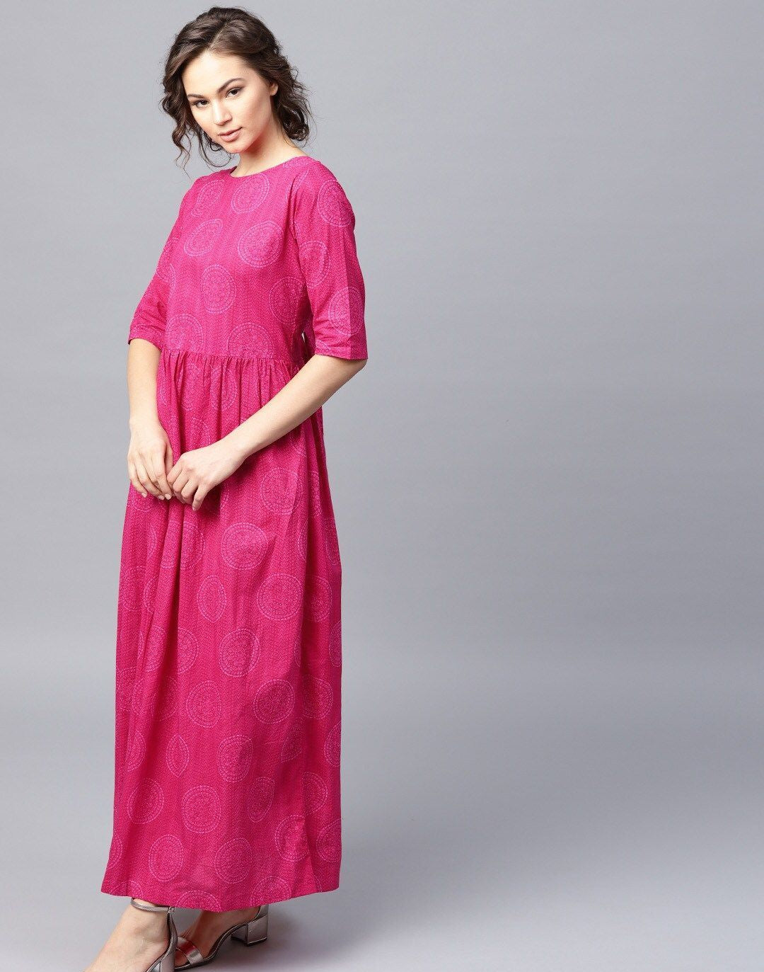 Pink Printed Maxi Dress