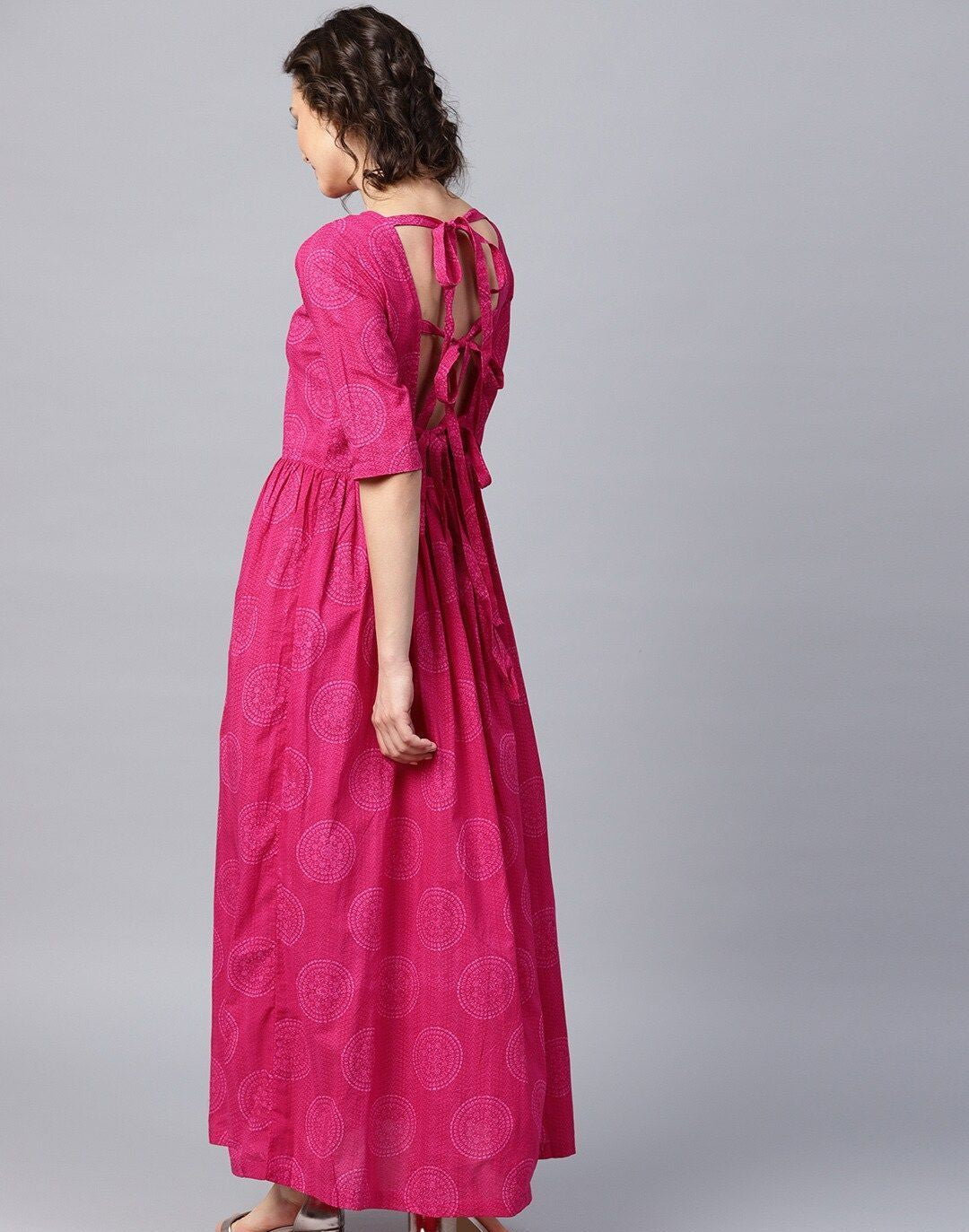 Pink Printed Maxi Dress