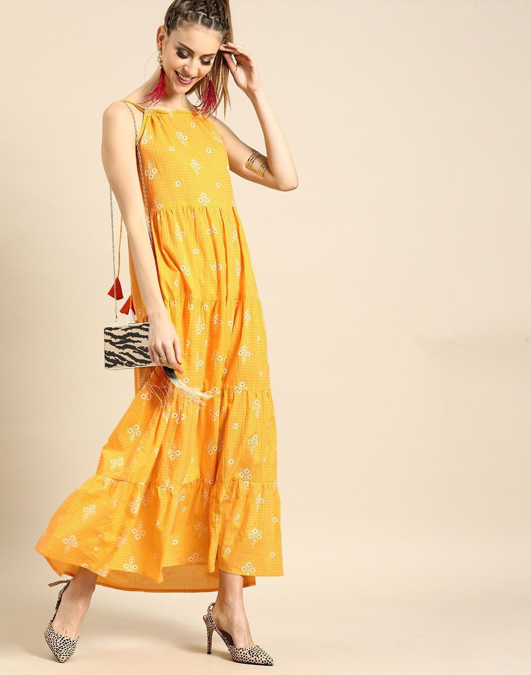 Yellow Printed Maxi Dress