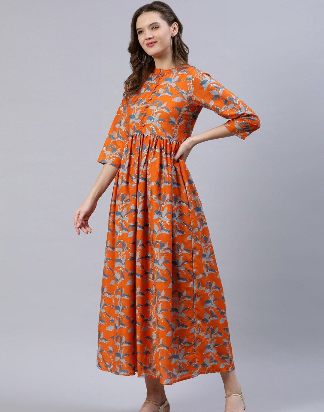 Orange Floral Maxi Dress