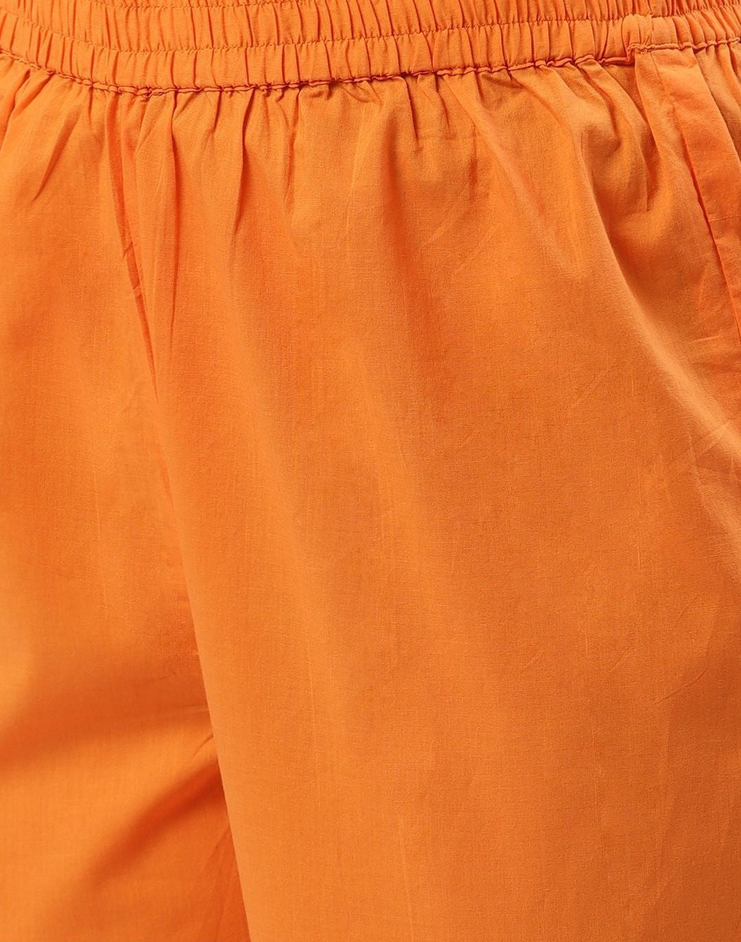 Orange & Black Solid Kurta with Trousers & Dupatta