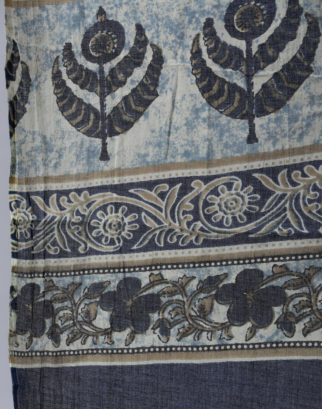 Blue Ethnic Motifs Screen Print Straight Pure Cotton Kurta Set With Dupatta