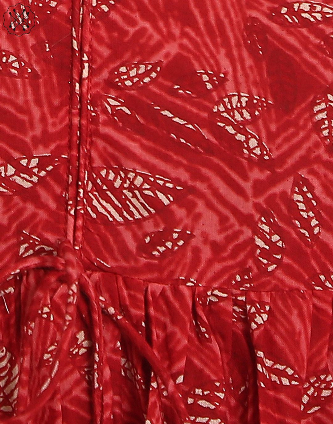 Red Printed 3/4 Sleeve Cotton Anarkali Kurta
