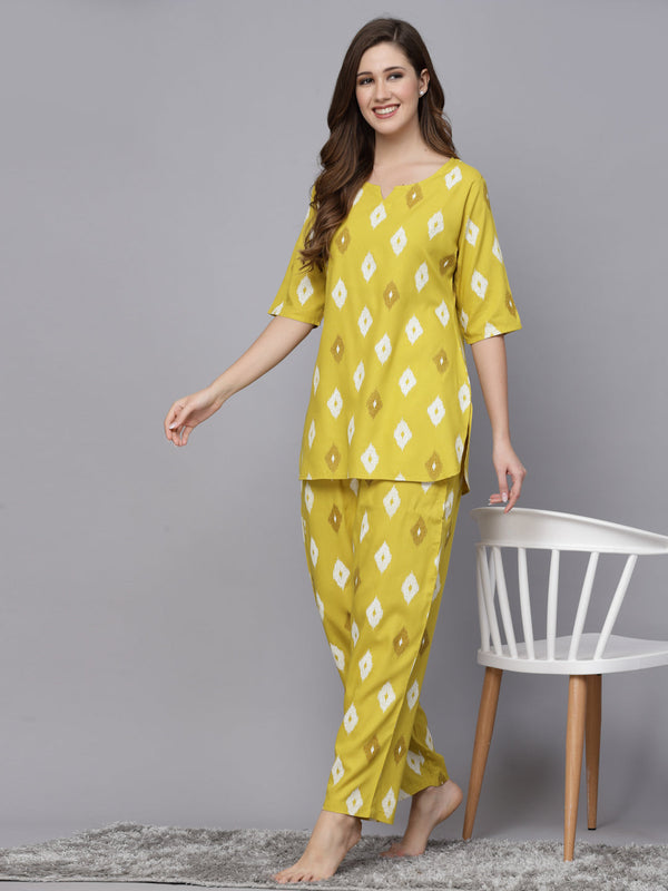 Ikat Print Rayon Night Suit Set | WomensFashionFun.com