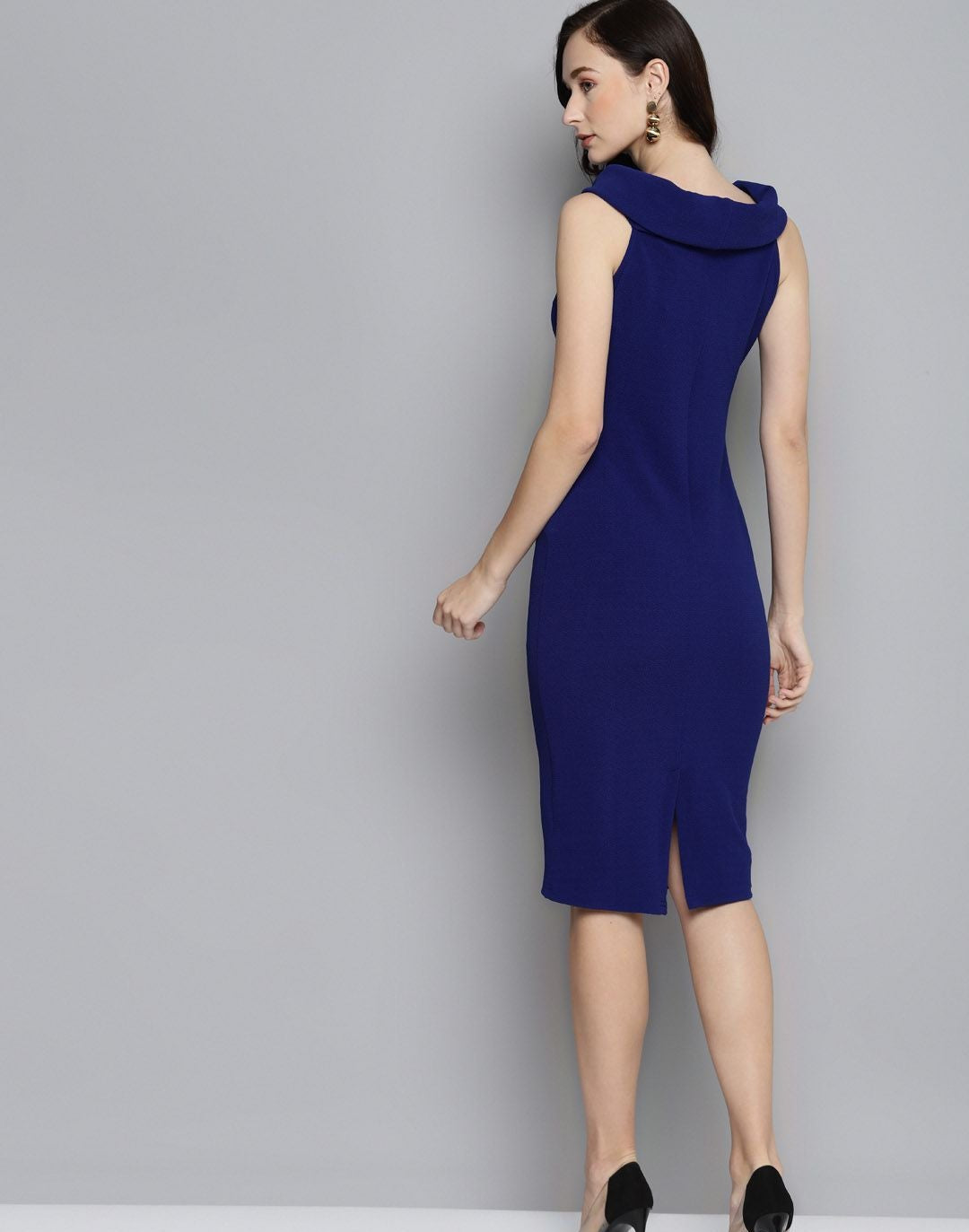 Royal Blue Bardot Midi Dress