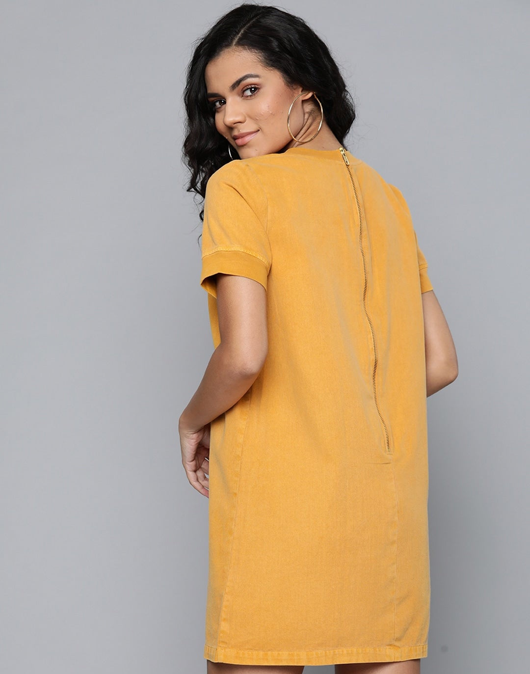 Mustard Garment Dyed Shift Dress
