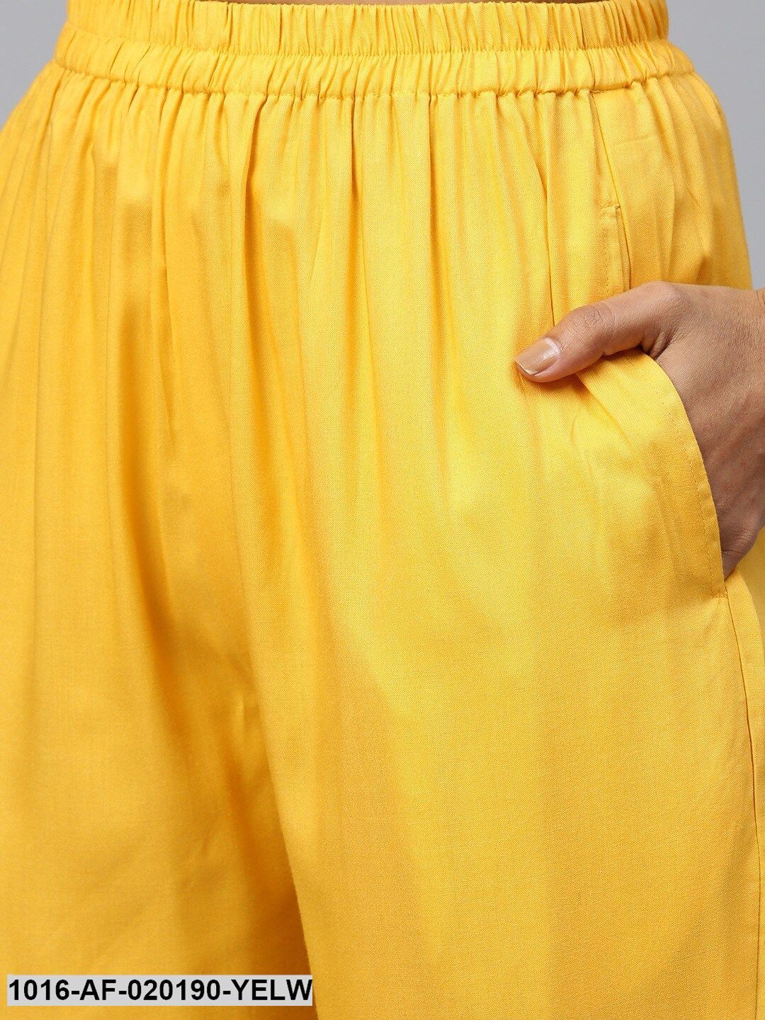 Yellow & Beige Solid Kurta with Trousers & Dupatta