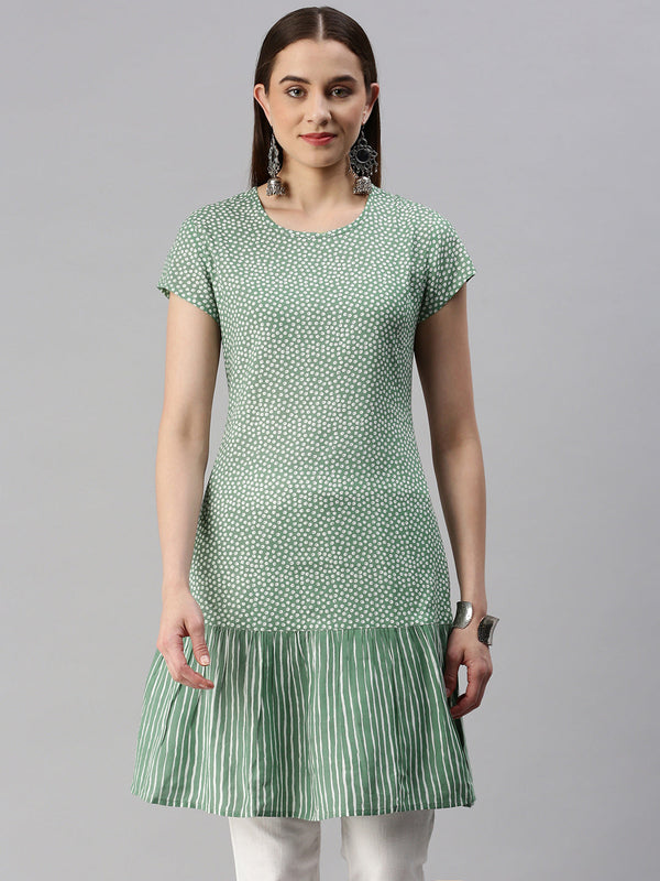 Rayon Printed A-line Short Dress | WomensFashionFun.com