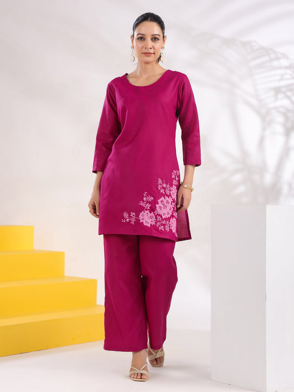 Women Purple Pure Cotton Co-Ord Set | WomensFashionFun