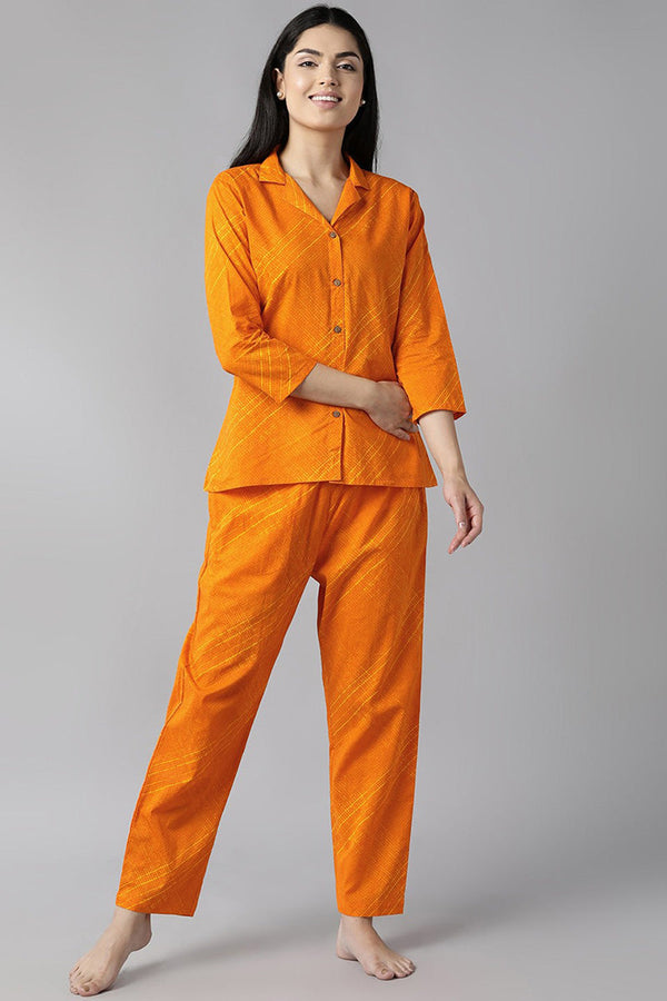 Orange Pure Cotton Solid Night Suit | WomensfashionFun.com