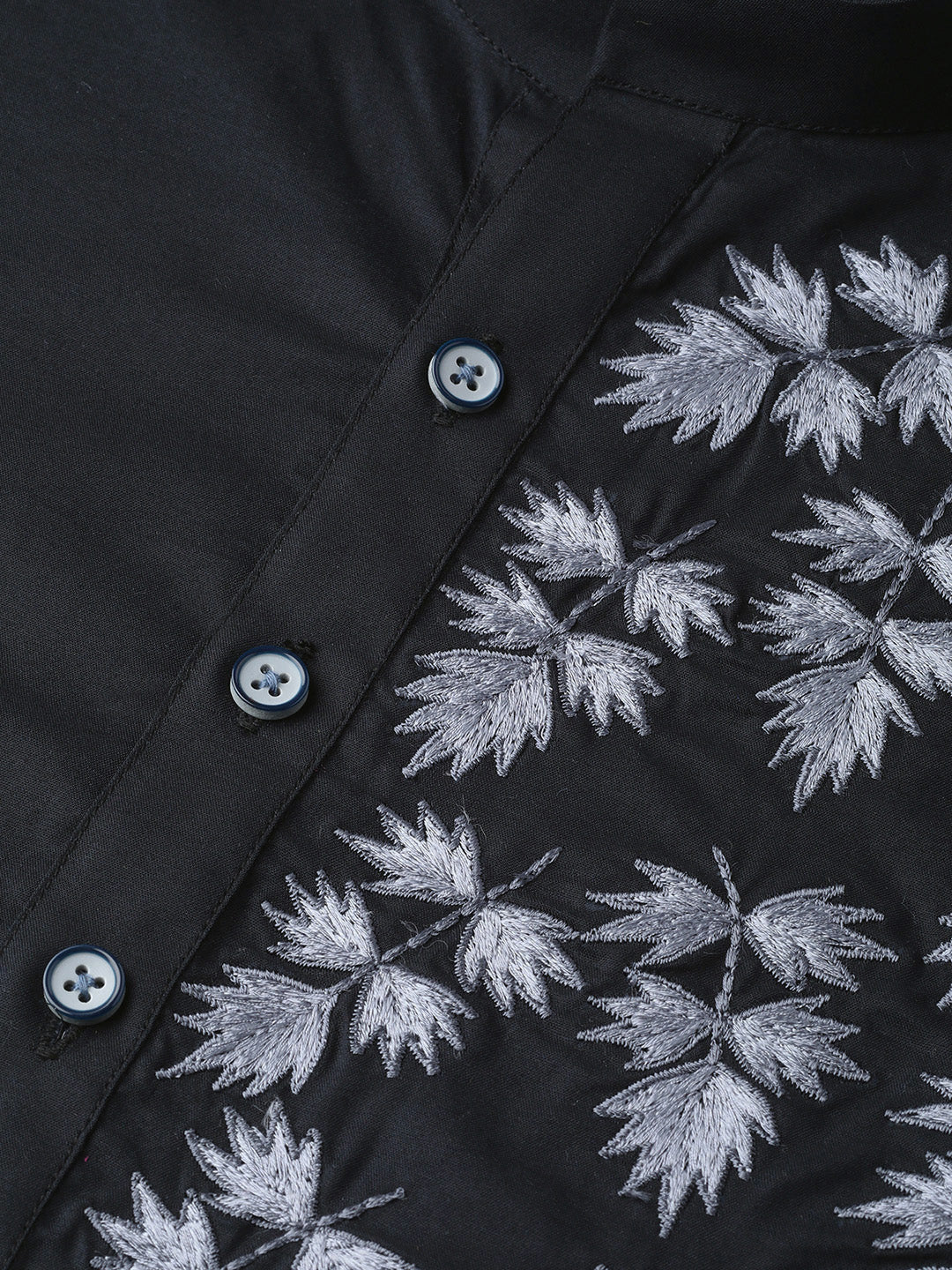 Black Embroidered Straight Kurta With Pyjama