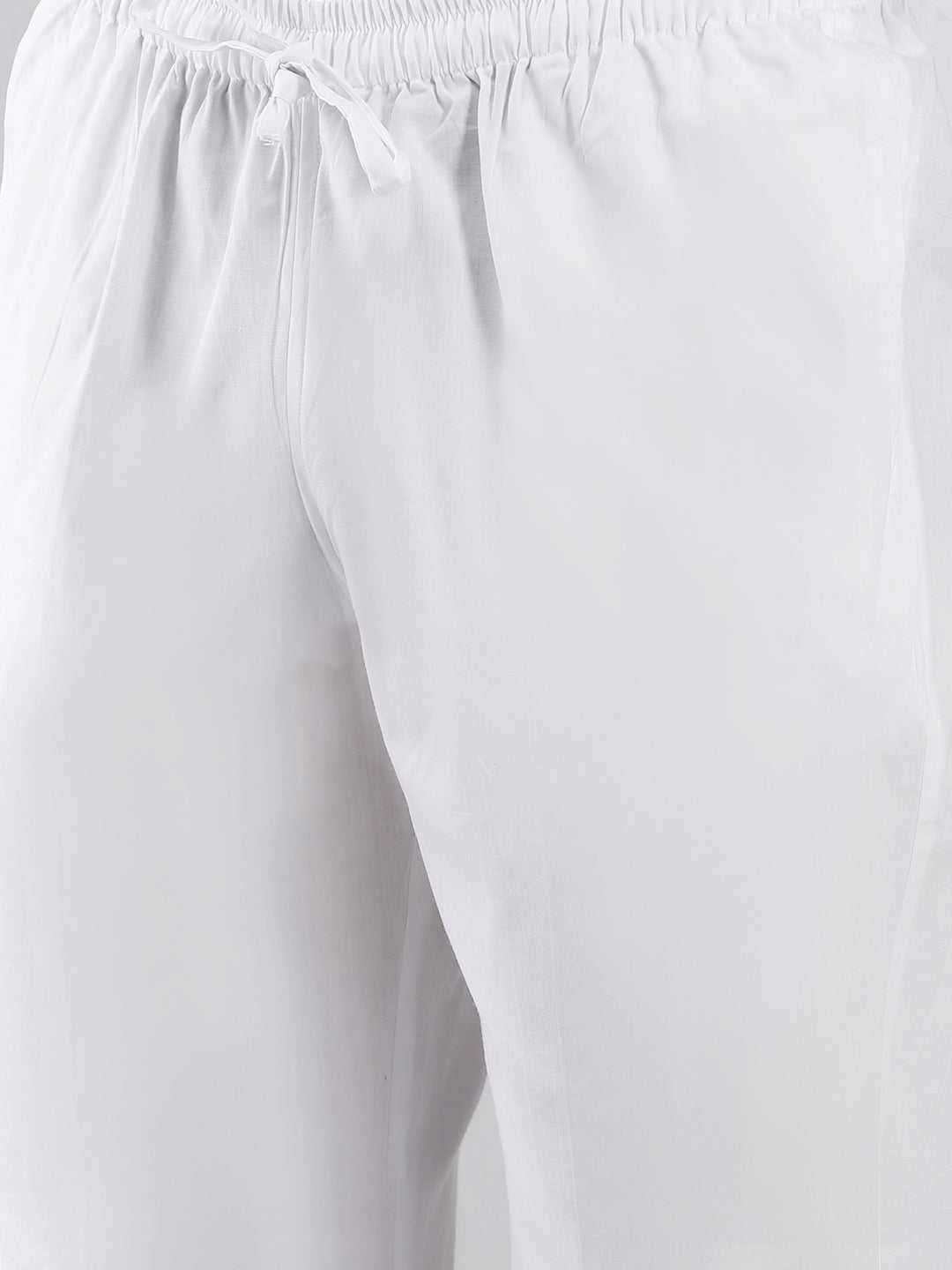Men Peach-Coloured & White Printed Pure Cotton Straight Kurta With Pyjama