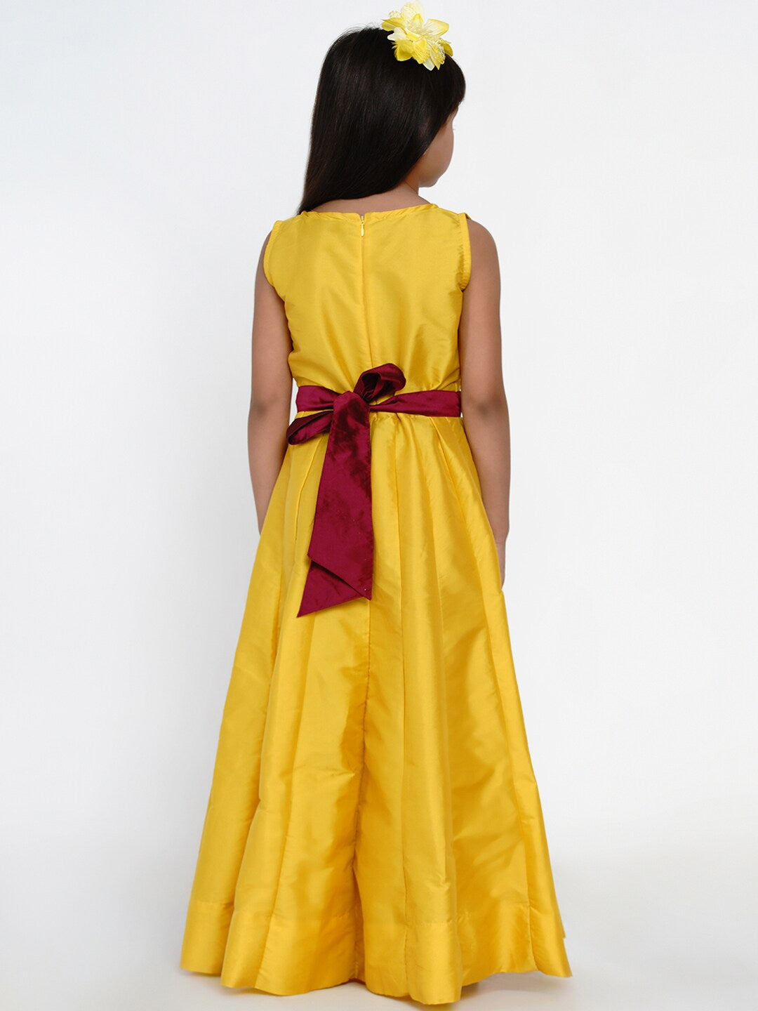 Girls Yellow Embroidered Fit and Flare DressWomensFashionFun.com