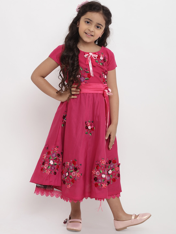 Girls Pink Embellished Fit and Flare Dress | WomensFashionFun