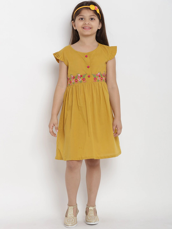 Girls Mustard Empire Dress | WomensFashionFun