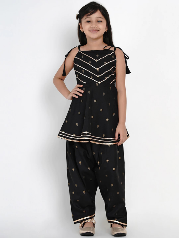 Girls Black Embroidered Kurti with Salwar | WomensFashionFun