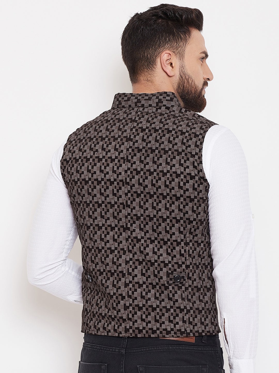 Printed Brown Pure Cotton Waistcoat