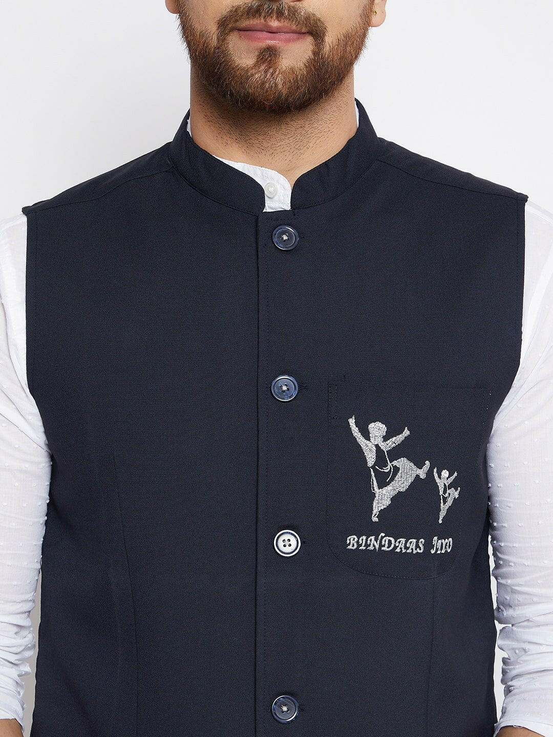Bindaas Jiyo Woven Design Nehru Jacket