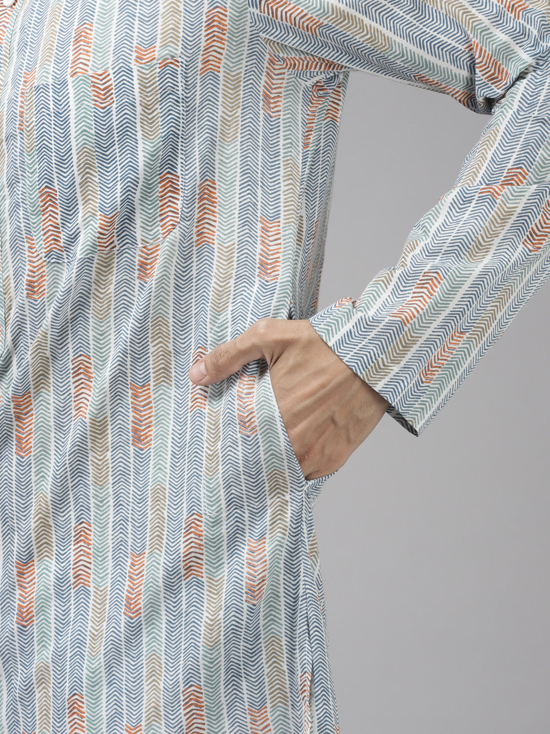 Men Multy Printed Pure Cotton Straight Kurta With Pyjama