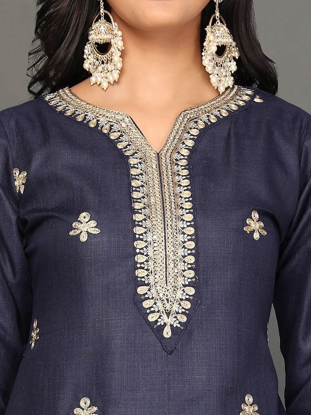 Ethnic Motifs Zari Embroidered Sequinned Kurta with Trousers & Dupatta WomensFashionFun.com