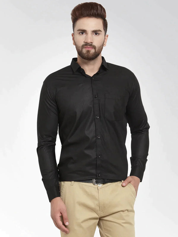 Men's Cotton Solid Black Formal Shirt's | WomensFashionFun