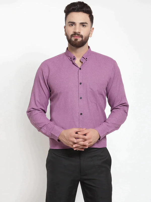 Purple Men's Cotton Solid Button Down Formal Shirts | WomensfashionFun.com