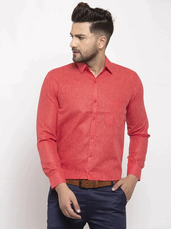Red Men's Dobby Solid Formal Shirts | WomensFashionFun