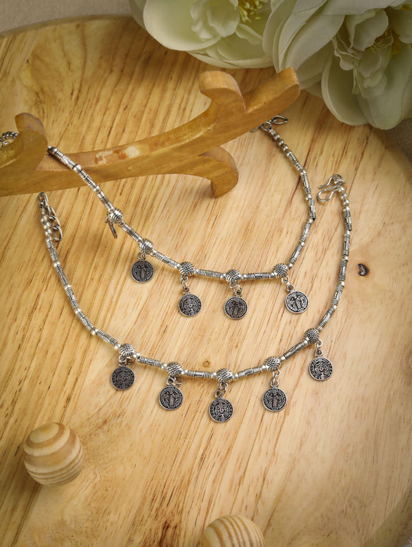 German Silver Plated Oxidized Anklets | WOMENSFASHIONFUN.