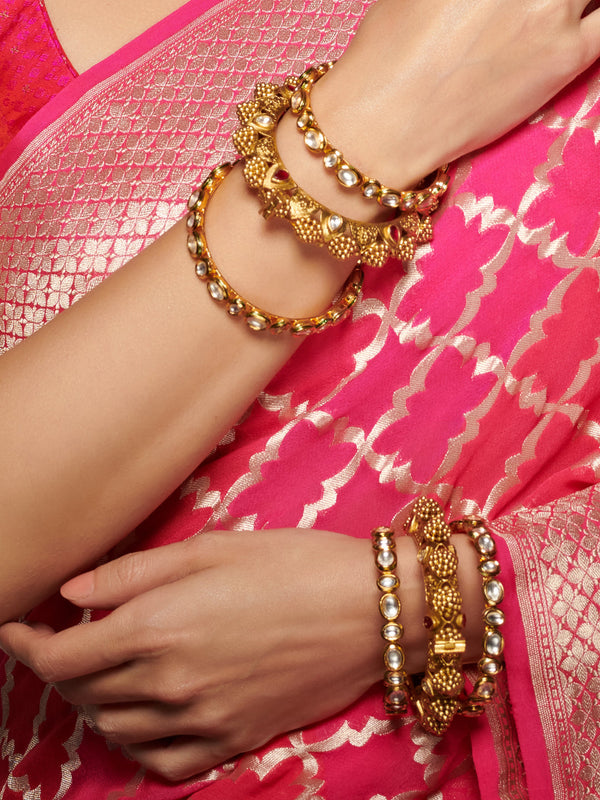 Kundan Stunner - Gold Plated Set of 2 Bangles | WOMENSFASHIONFUN