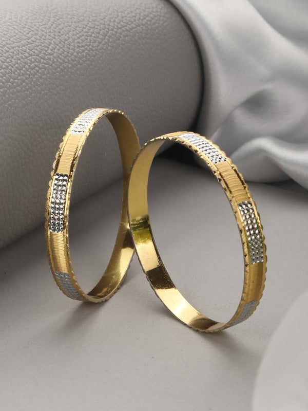 Set of 2 Gold-Plated & Silver-Plated Bangles | womensFashionFun.com