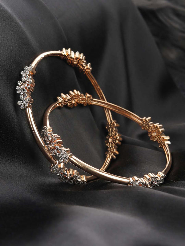 Set of 2 American Diamond Rose Gold Plated Bangles Set | WOMENSFASHIONFUN