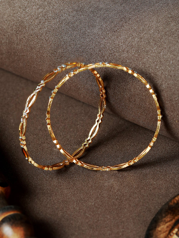 Shimmered Dual-Layered Gold Plated Bangle Set of 2 | WOMENSFASHIONFUN