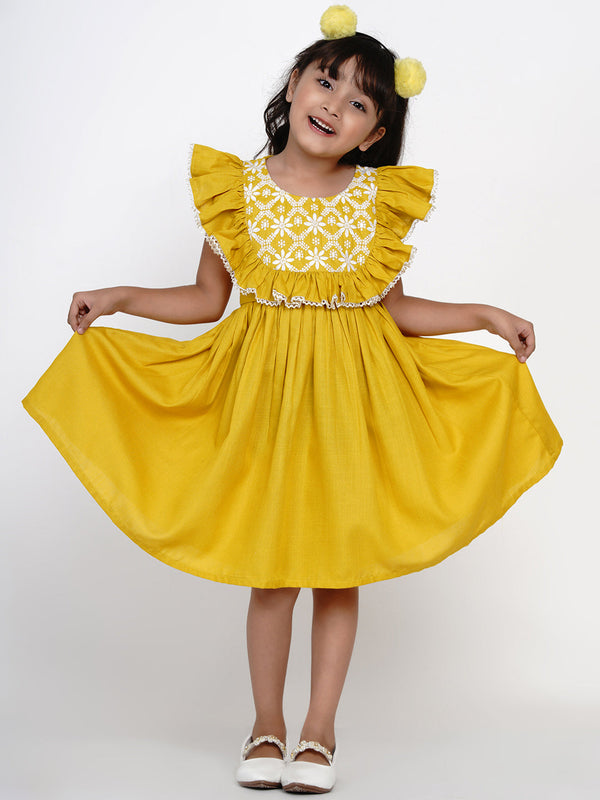 Yellow Embroidered Dress | WomensfashionFun.com