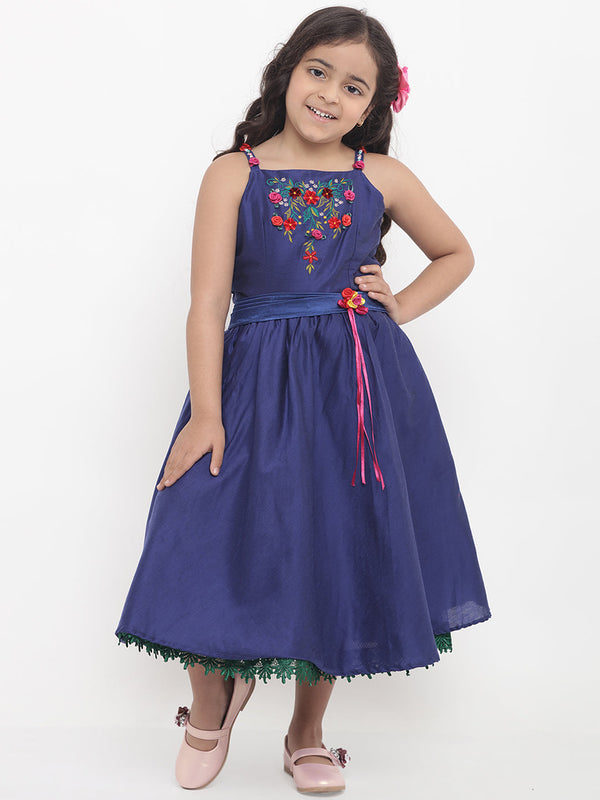 Girls Blue Embellished Fit and Flare Dress | WomensfashionFun.com
