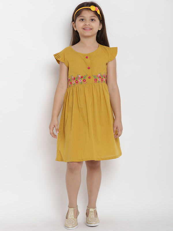 Girls Mustard Empire Dress | WomensfashionFun.com