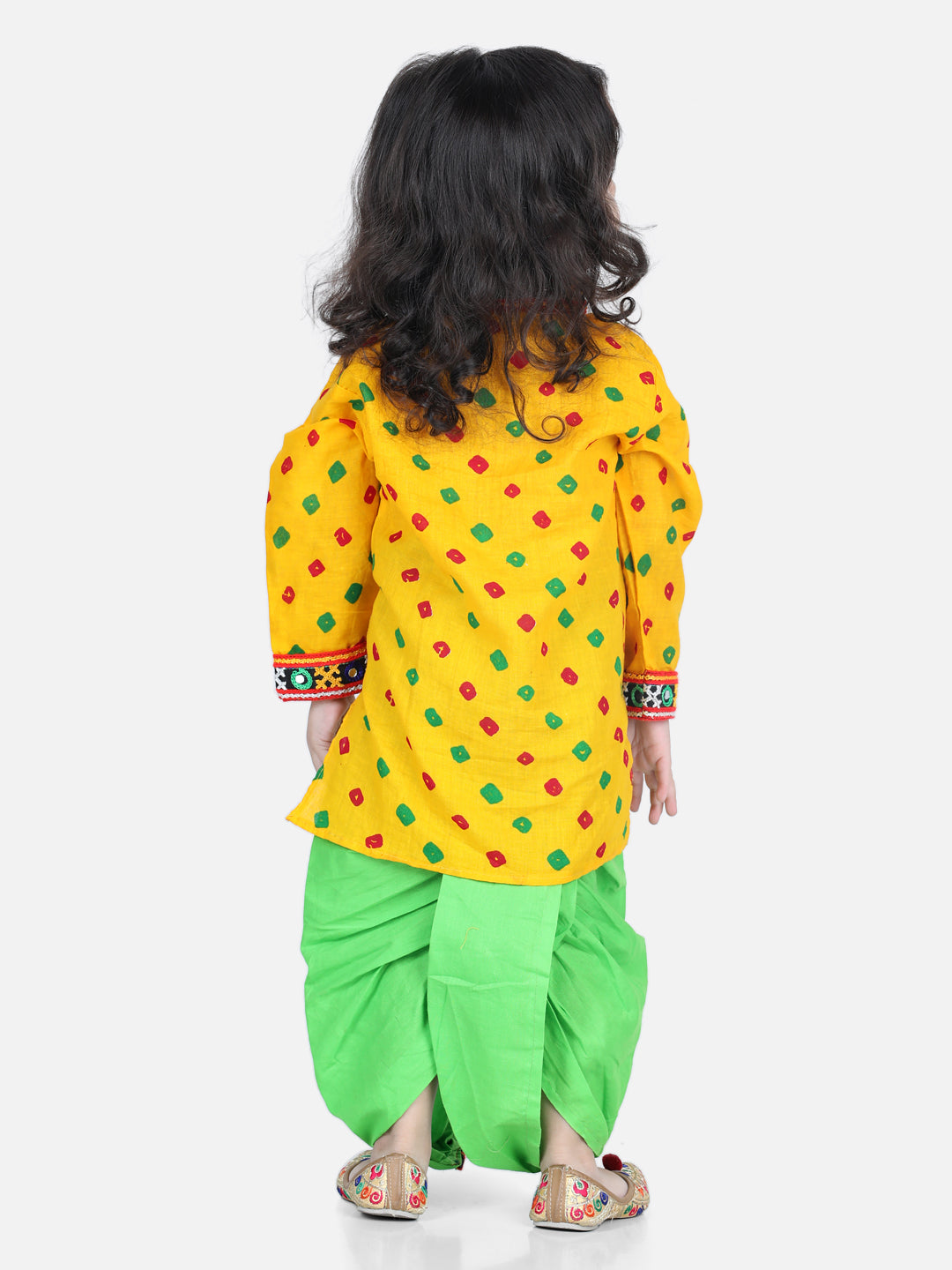 Bandhani Print Cotton Full Sleeve Dhoti Kurta- YellowWomensFashionFun.com