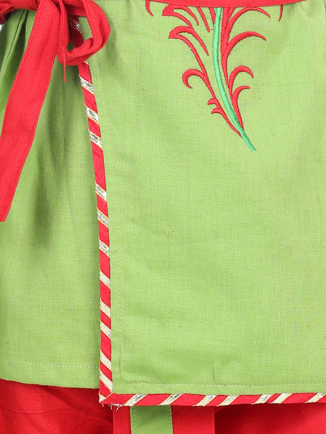 Cotton Embroidery Kanhaiya Dhoti Kurta  with Mukut Setsfor Boys-GreenWomensFashionFun.com